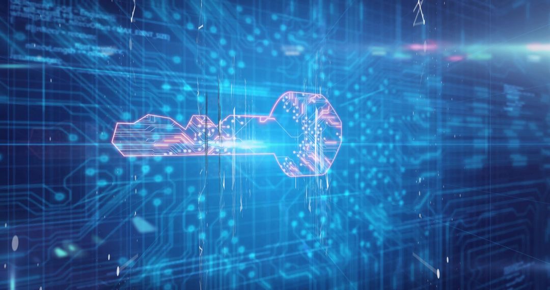 Holographic Digital Key Symbolizing Cybersecurity Innovation