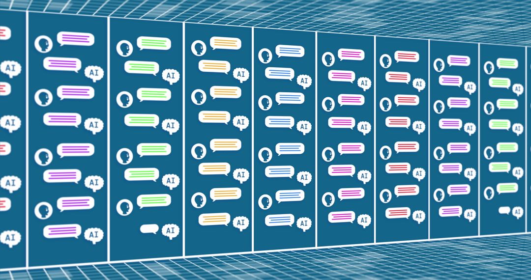 AI Data Processing with Futuristic Server Icons