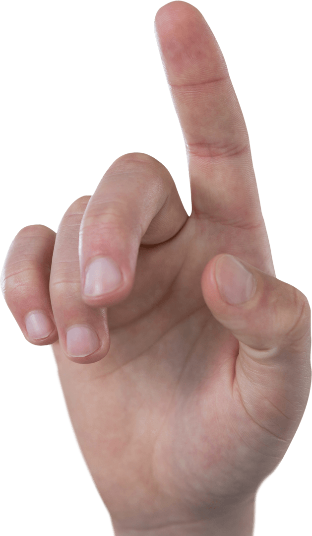 Transparent Hand Gesture Pointing Upwards in High Resolution