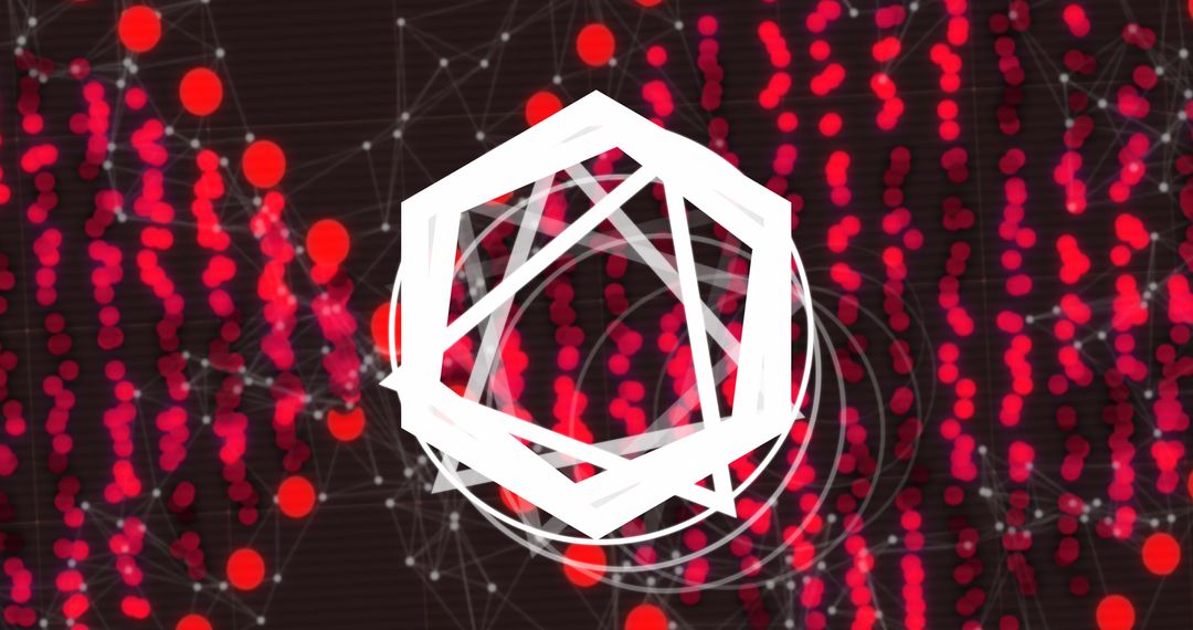 Abstract DNA Helix with Digital Network and Geometric Shapes