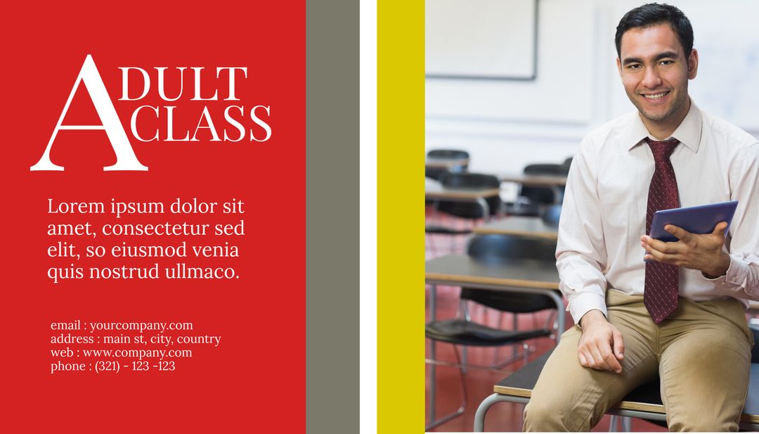 Confident Adult Student in Classroom for Professional Development