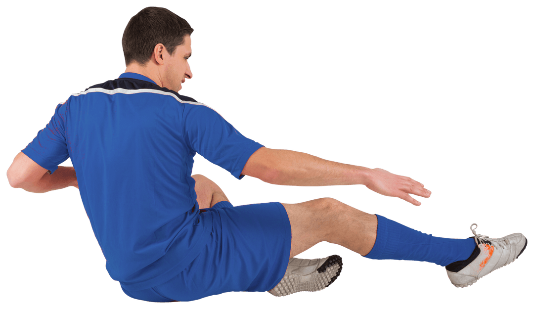 Caucasian Soccer Player Performing Transparent Slide Tackle Movement