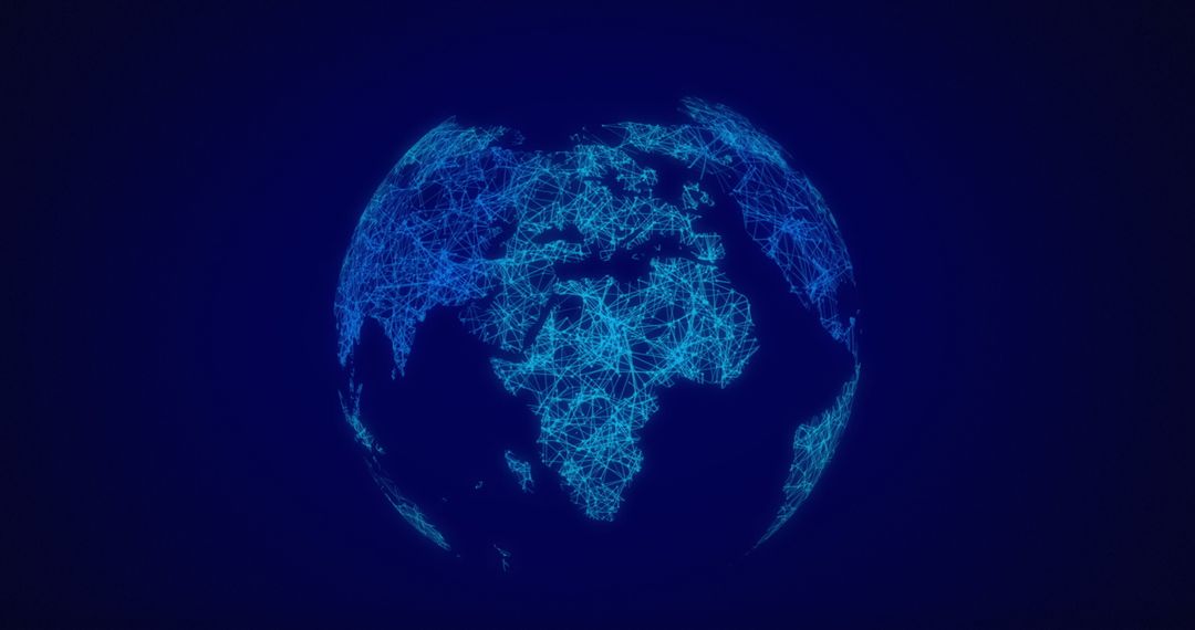 Abstract Digital Globe with Network Connections Against Blue Background
