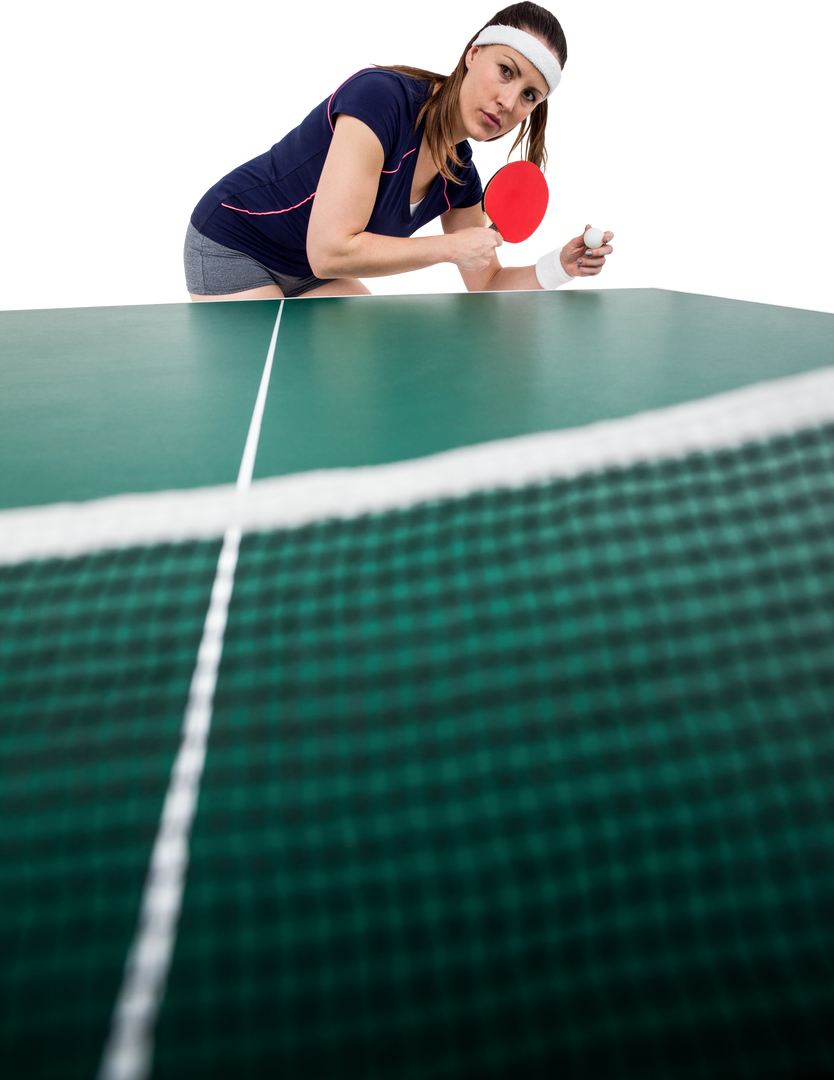 Female Athlete with Ping Pong Paddle Playing Table Tennis on Transparent Background - Download Free Stock Images Pikwizard.com