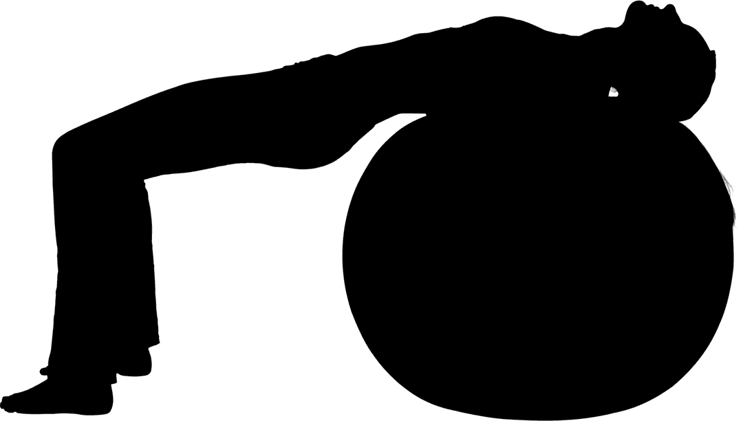 Transparent Silhouette of Athlete Balancing on Exercise Ball