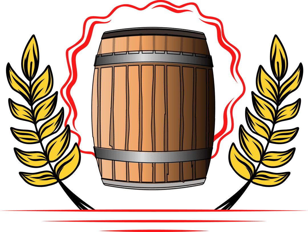 Transparent Barrel Emblem with Laurel Wreath and Red Highlights