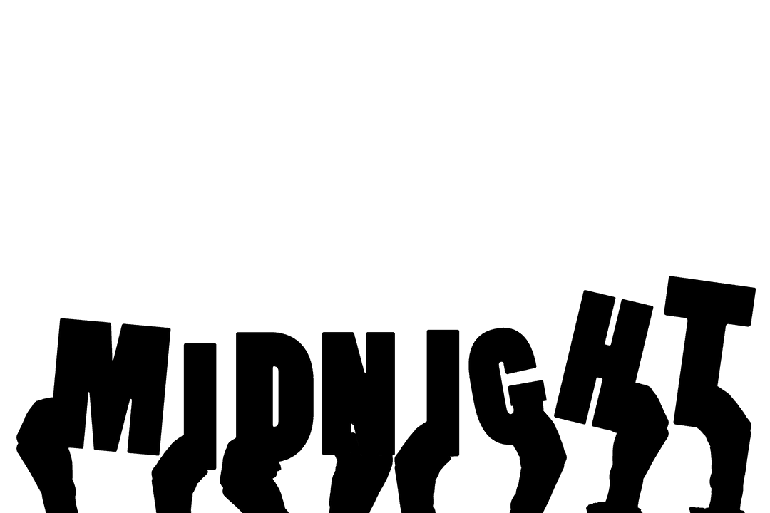 Digital Illuminated Hands with Midnight Text Transparent Background