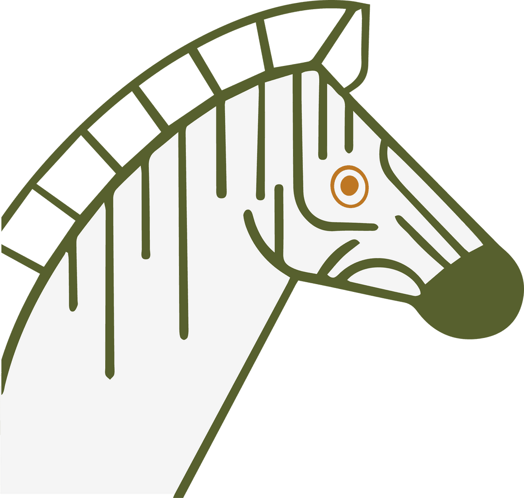 Stylized Zebra Head with Geometric Design and Transparent Background