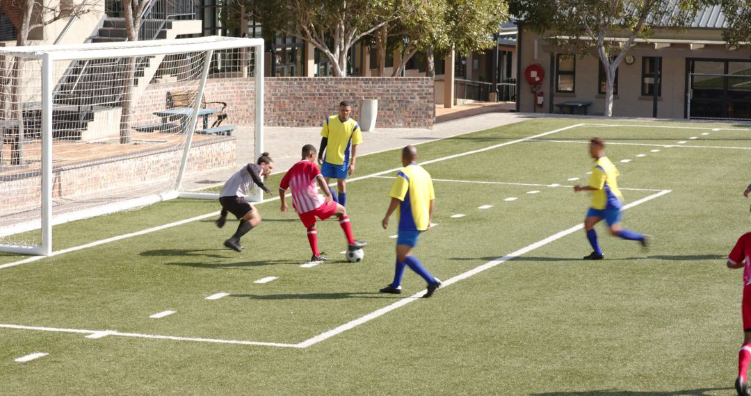 Dynamic Soccer Match with Focused Players on Field