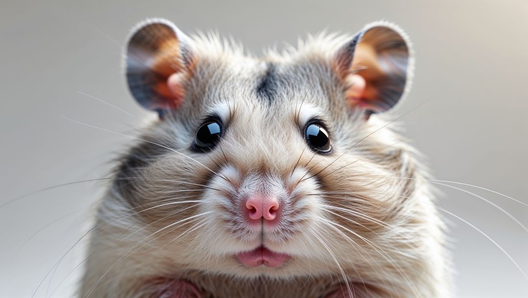 Closeup of Fluffy Hamster Face with Adorable Expression