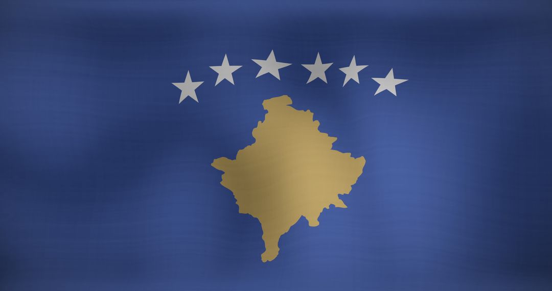Waving Kosovo National Flag Demonstrating Unity