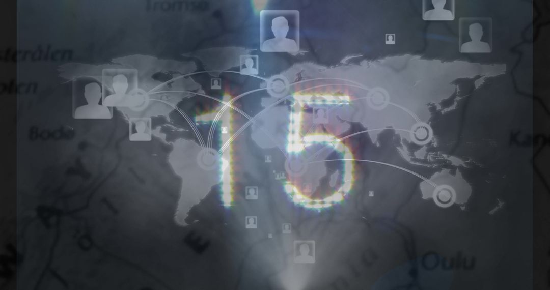 Global Networking Concept with Countdown Overlaid on World Map