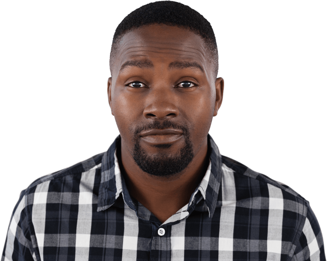 Confused African American Man Against Transparent Background