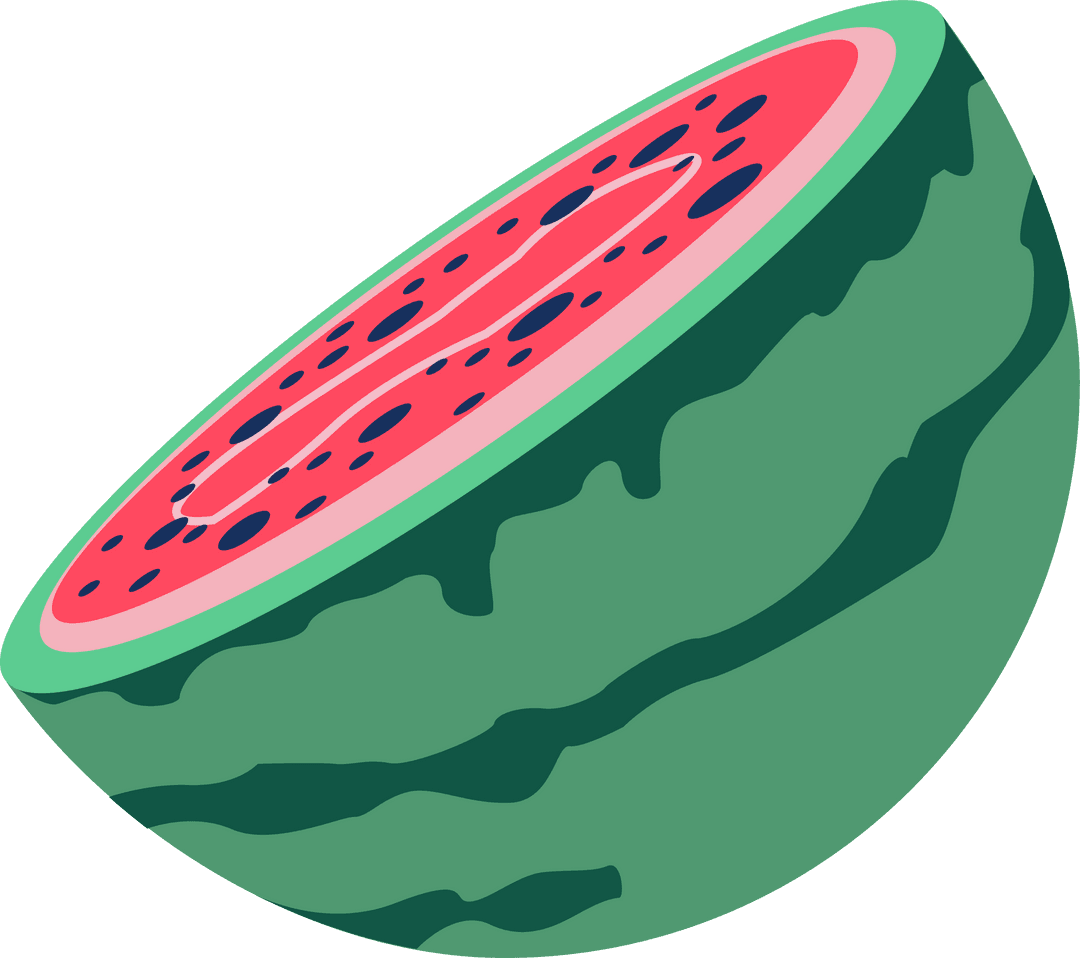 Vibrant Half Watermelon with Transparent Background