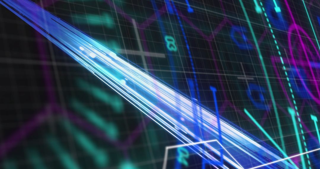 Futuristic Glowing Neon Lights in Digital Interface