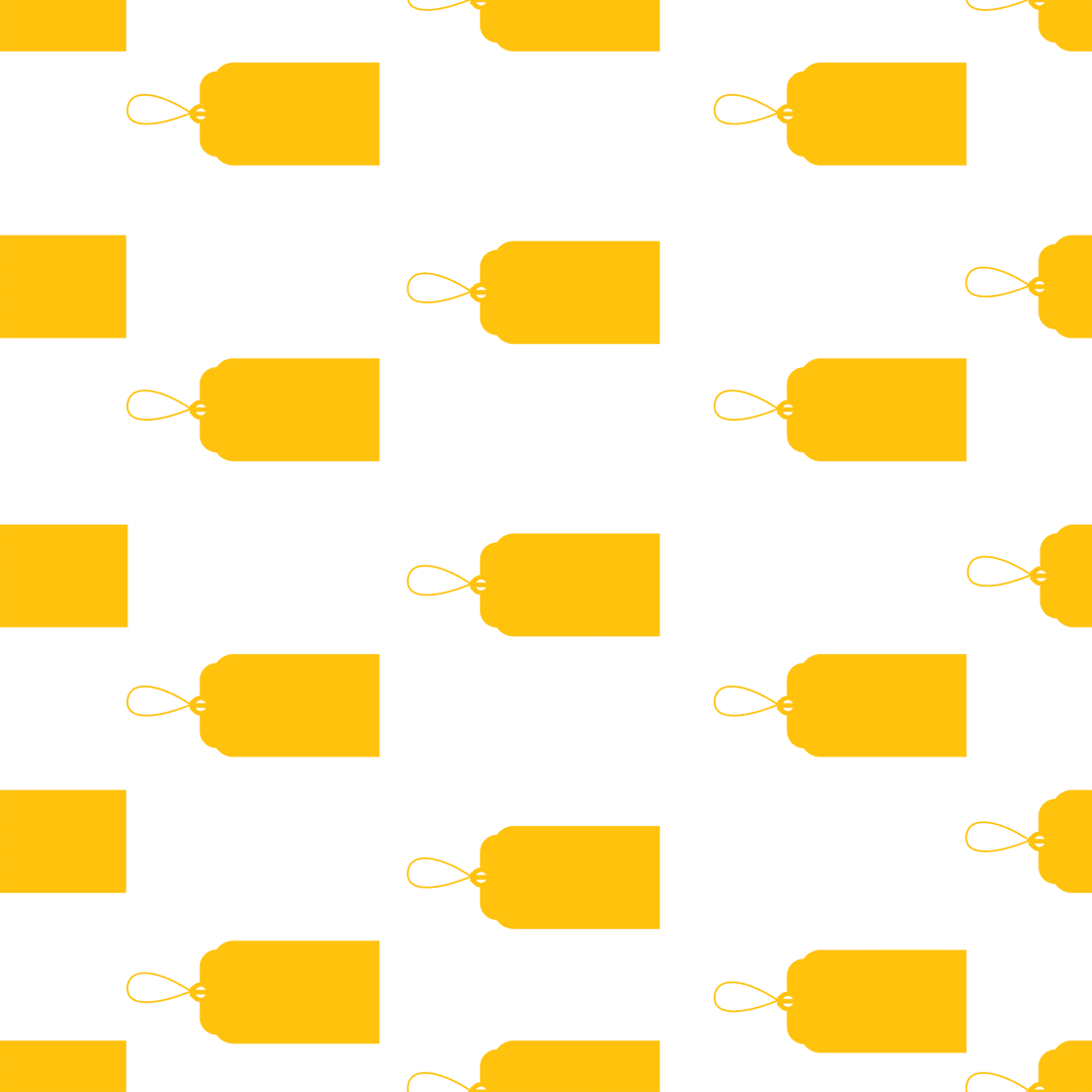 Yellow tags pattern on transparent background seamless design