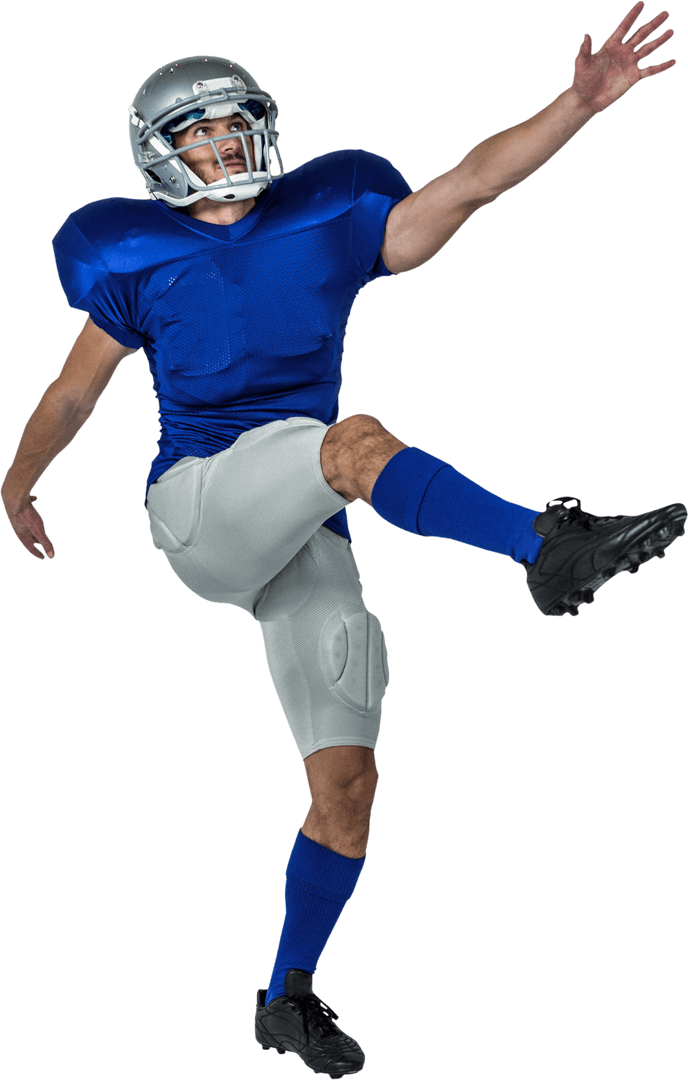Football Player Kicking on Transparent Background