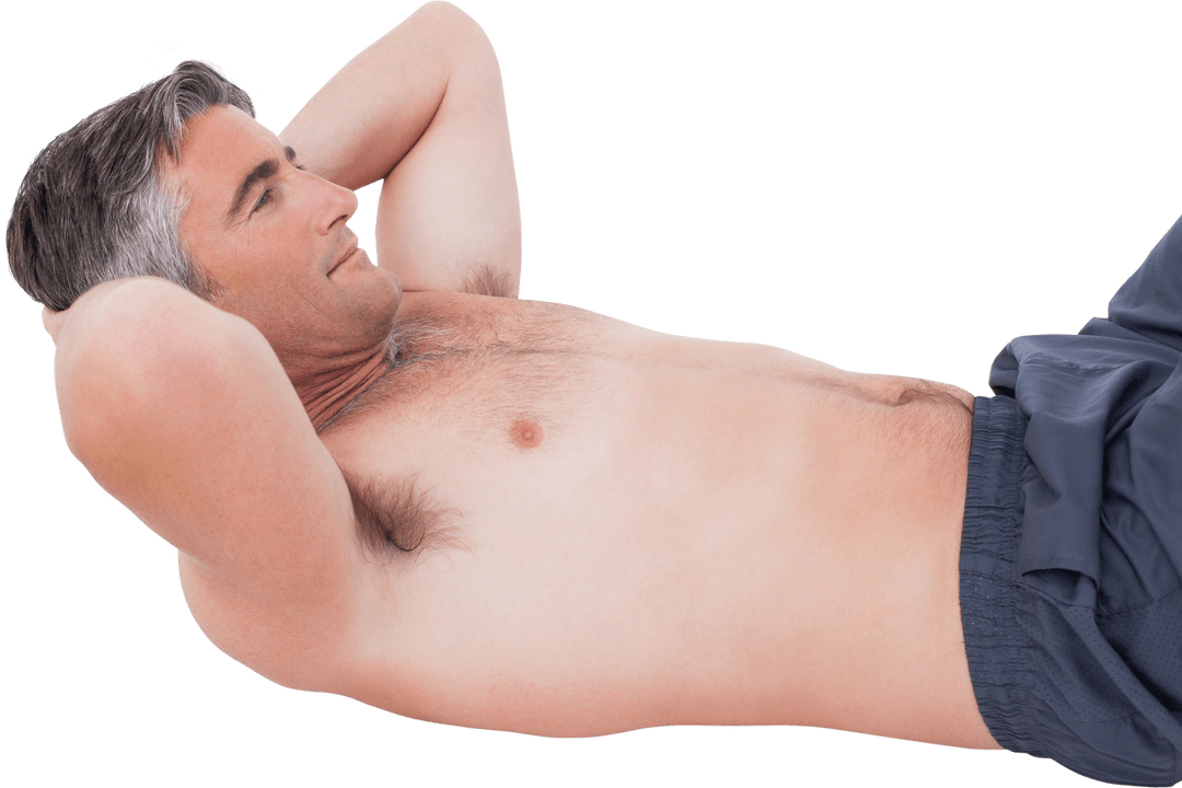 Transparent Fit Man Doing Sit Ups Without Shirt