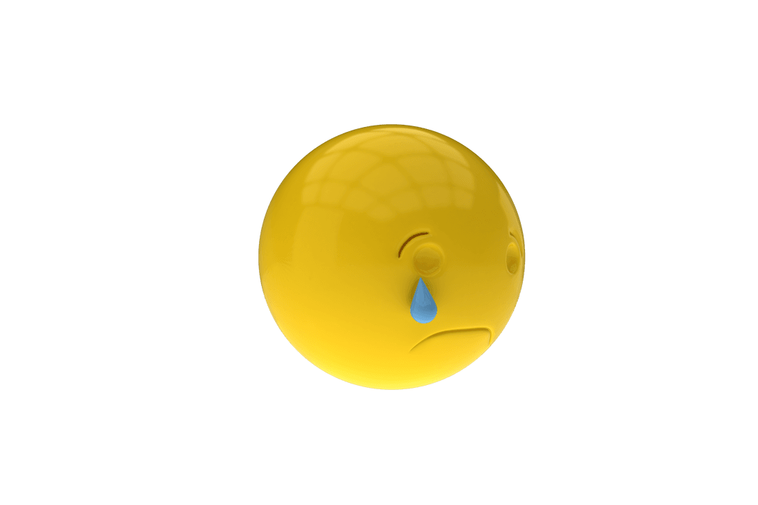 Transparent 3D Sad Smiley With Teardrop