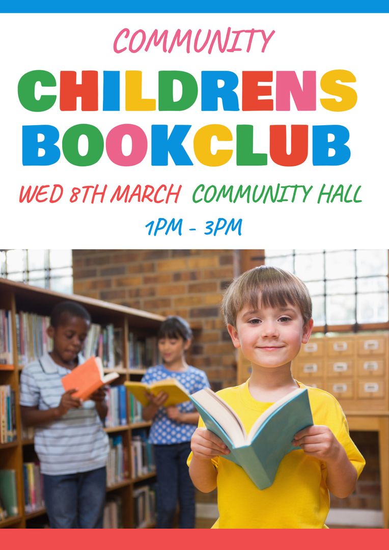 Community Children's Book Club Event with Happy Children Reading