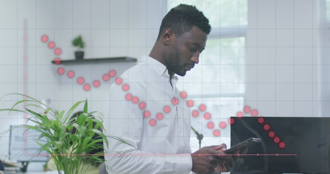 Businessman Analyzing Data with Digital Chart Interface