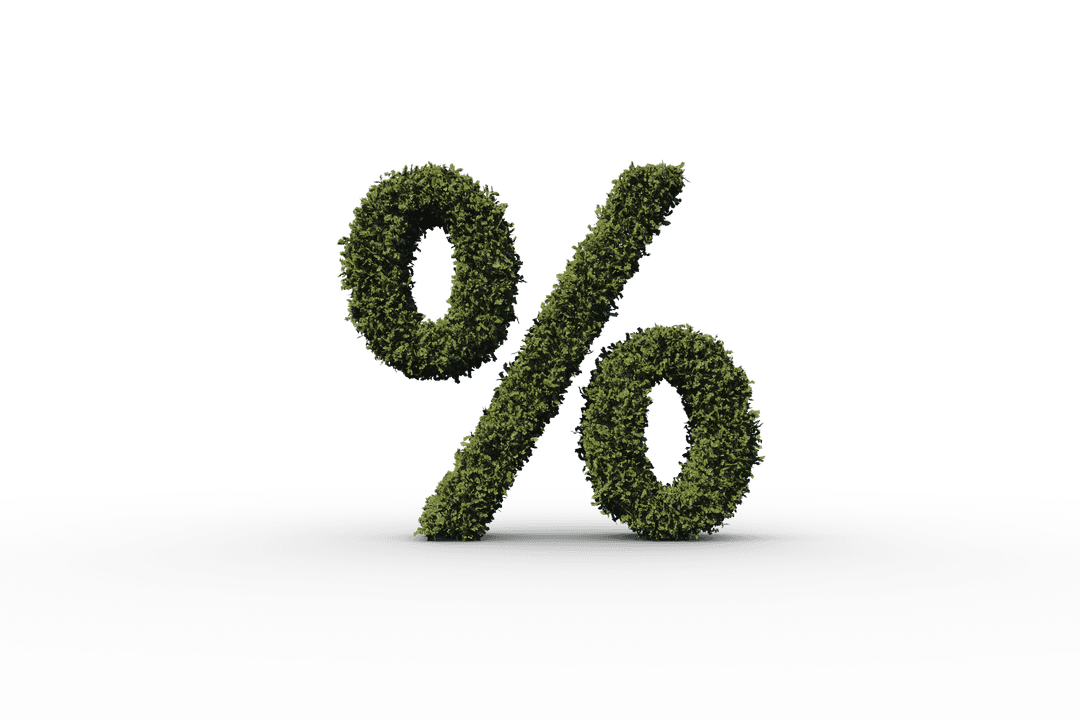 3D Floral Percent Symbol on Transparent Background