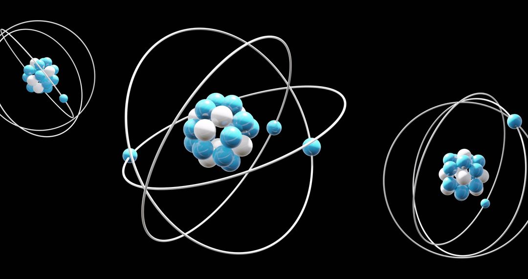 3D Atom Models Spinning Against Black Background Concept - Free Images, Stock Photos and Pictures on Pikwizard.com