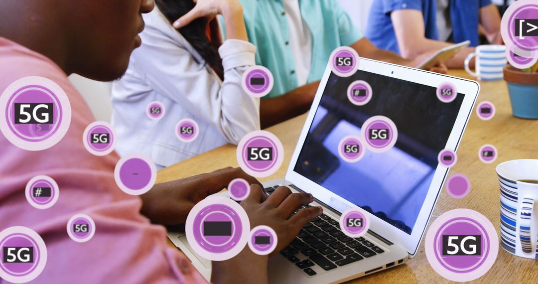 5G Technology Concepts with Diverse Team in Office Environment
