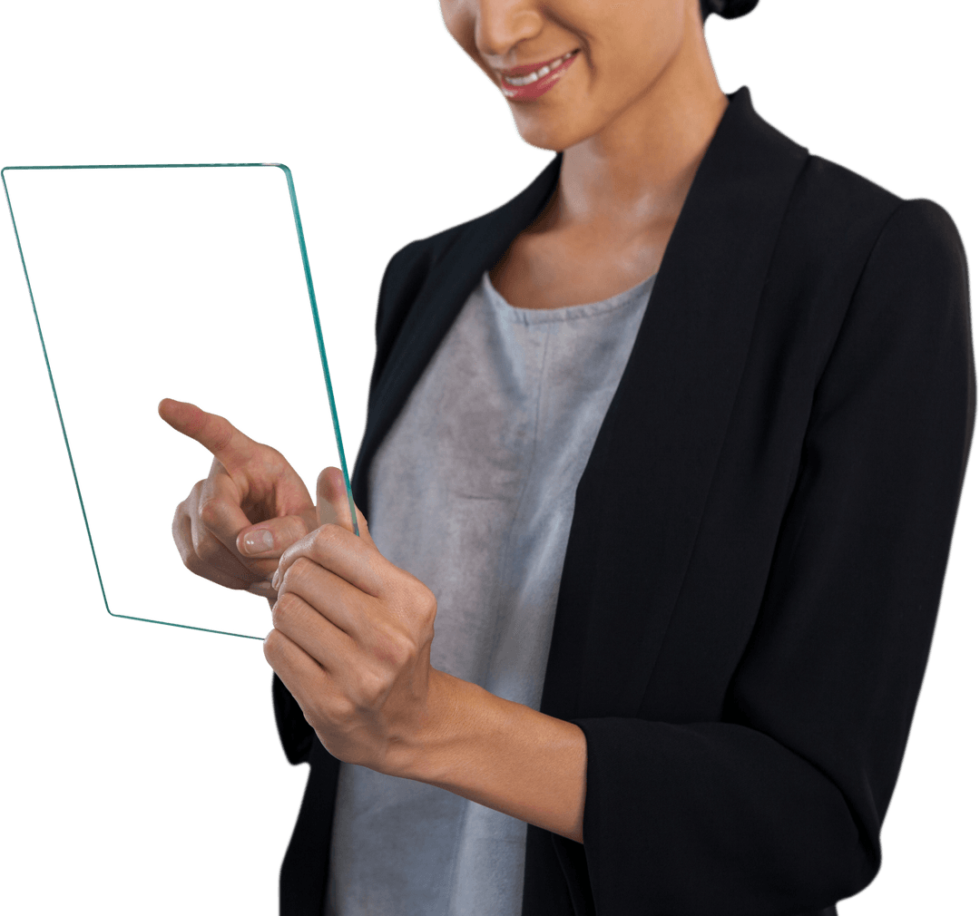 Transparent Interface Used by Businesswoman