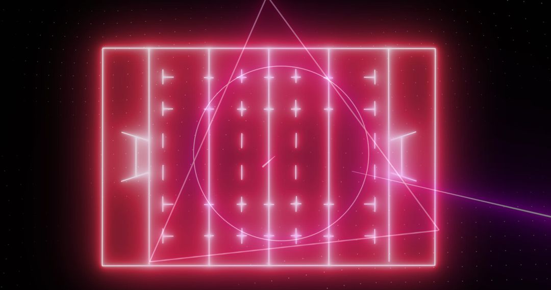 Futuristic Rugby Field with Neon Geometric Figures