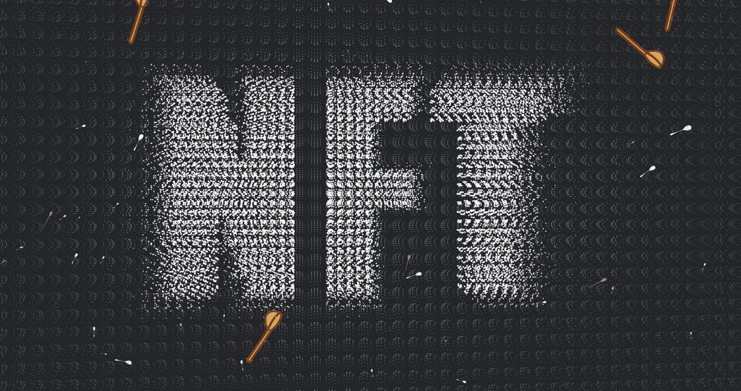 NFT Concept with Abstract Digital Texture and Graphic Elements
