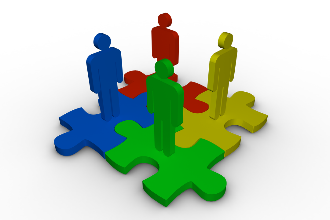 Colorful People Figures on Puzzle Pieces on Transparent Background - Download Free Stock Images Pikwizard.com