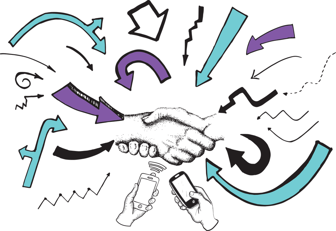 Handshake with Digital Icons Concept on Transparent Background