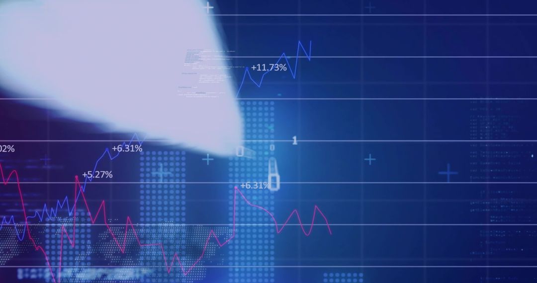 Futuristic Financial Data Dashboard Showing Neon Market Trends, Percent Growth, Analytics