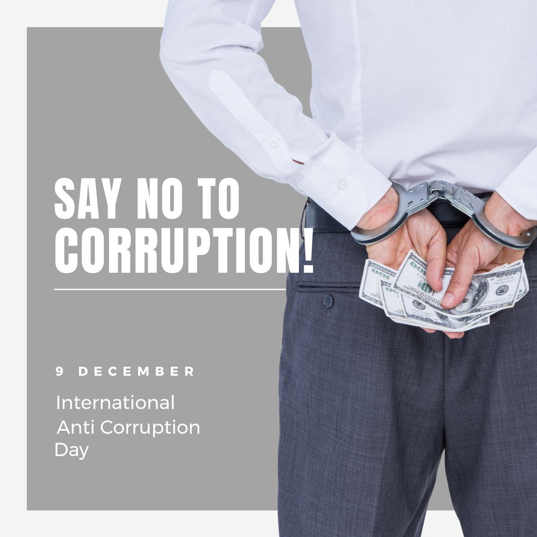Say No to Corruption: Handcuffed Businessman with Dollar Bills