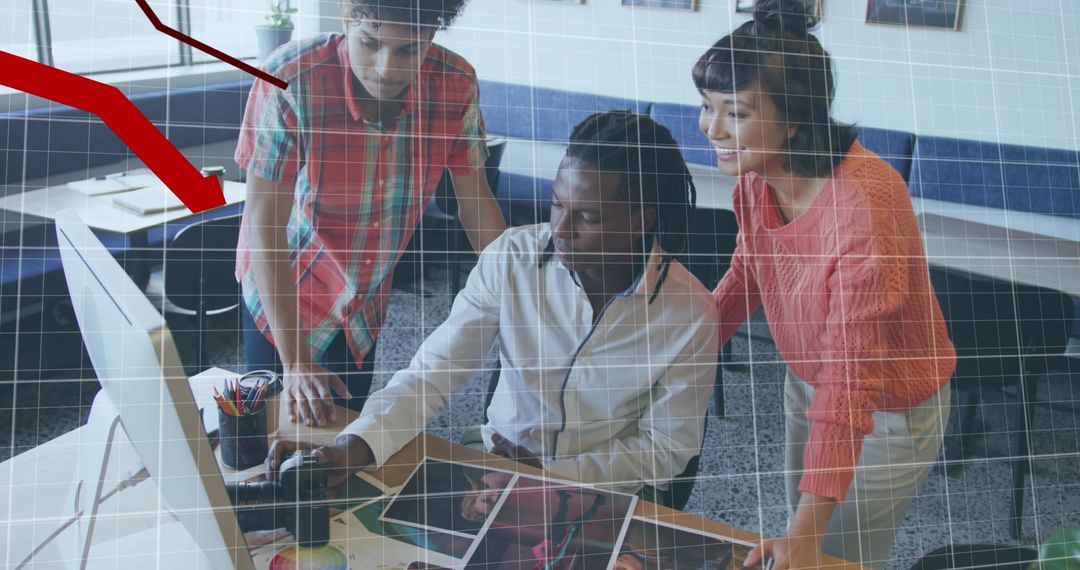 Colleagues Analyzing Business Data Trends in Office