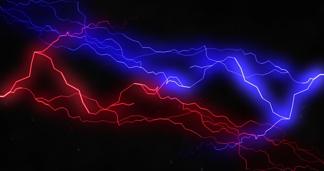 Dynamic Red and Blue Electric Lightning Bolts on Black Background - Free Images, Stock Photos and Pictures on Pikwizard.com