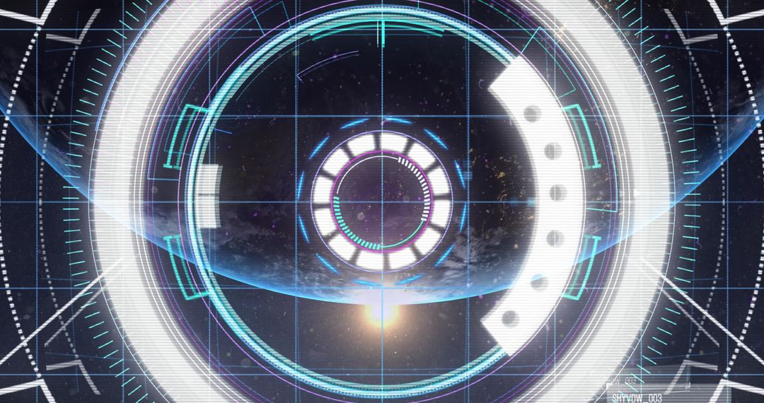 Futuristic Digital HUD Interface Over Globe with Data Scan