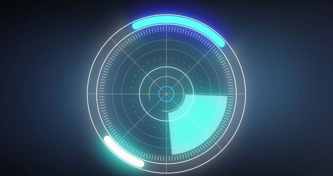 Futuristic Digital Radar Interface Design on Blue Background