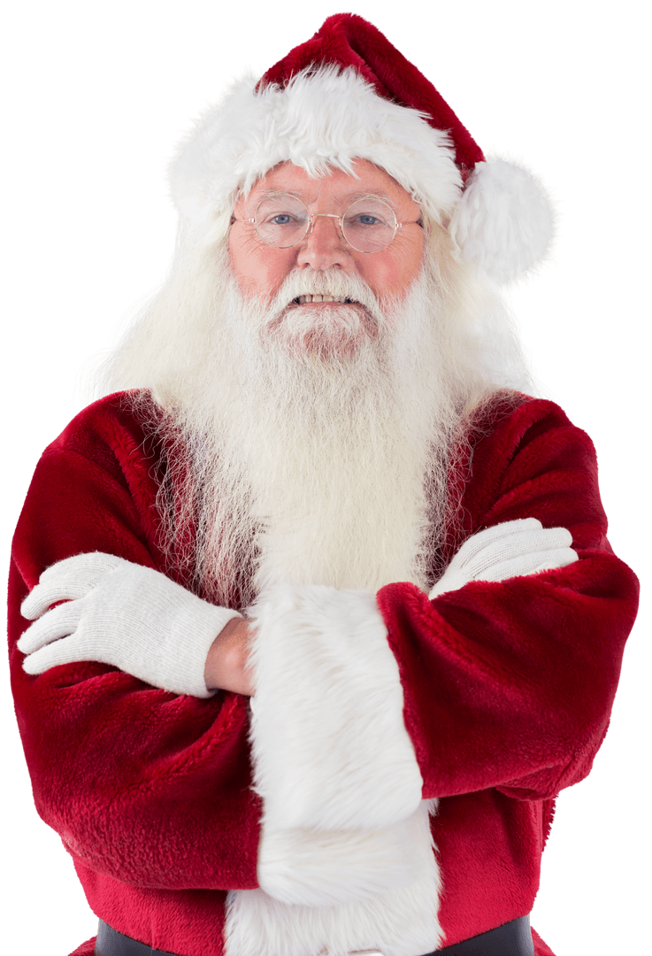 Transparent Santa Claus Folding Arms Smiling Confidently