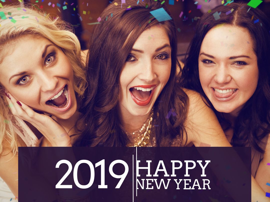 Joyful Women Celebrating New Year Festivities with Enthusiasm