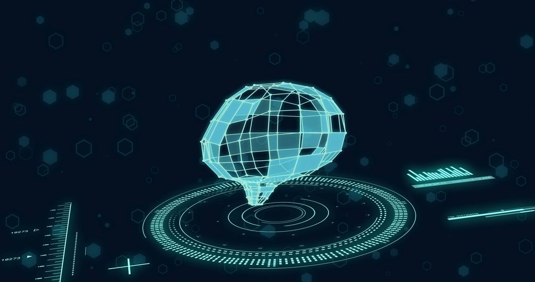 Futuristic Digital Brain Hologram and Data Analysis Concept
