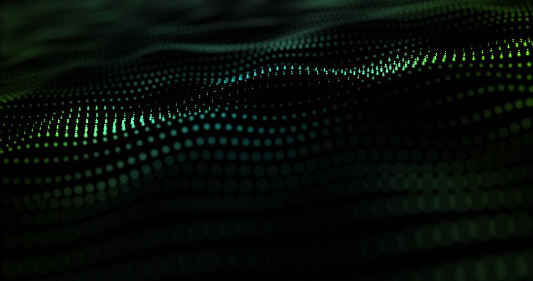 Glowing Digital Dots Wave on Black Background