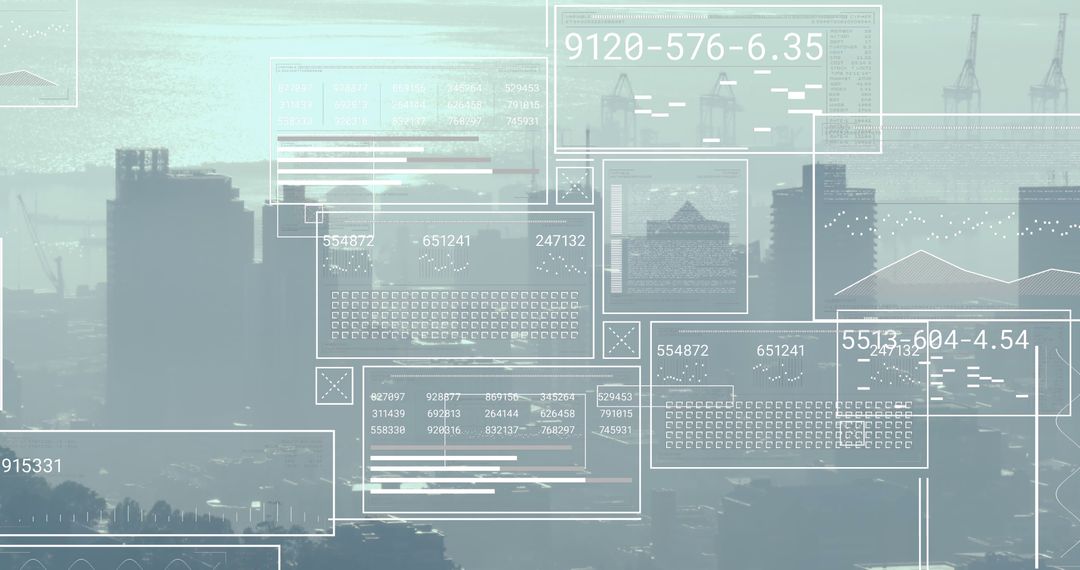 Abstract Data Interface Overlooking Cityscape