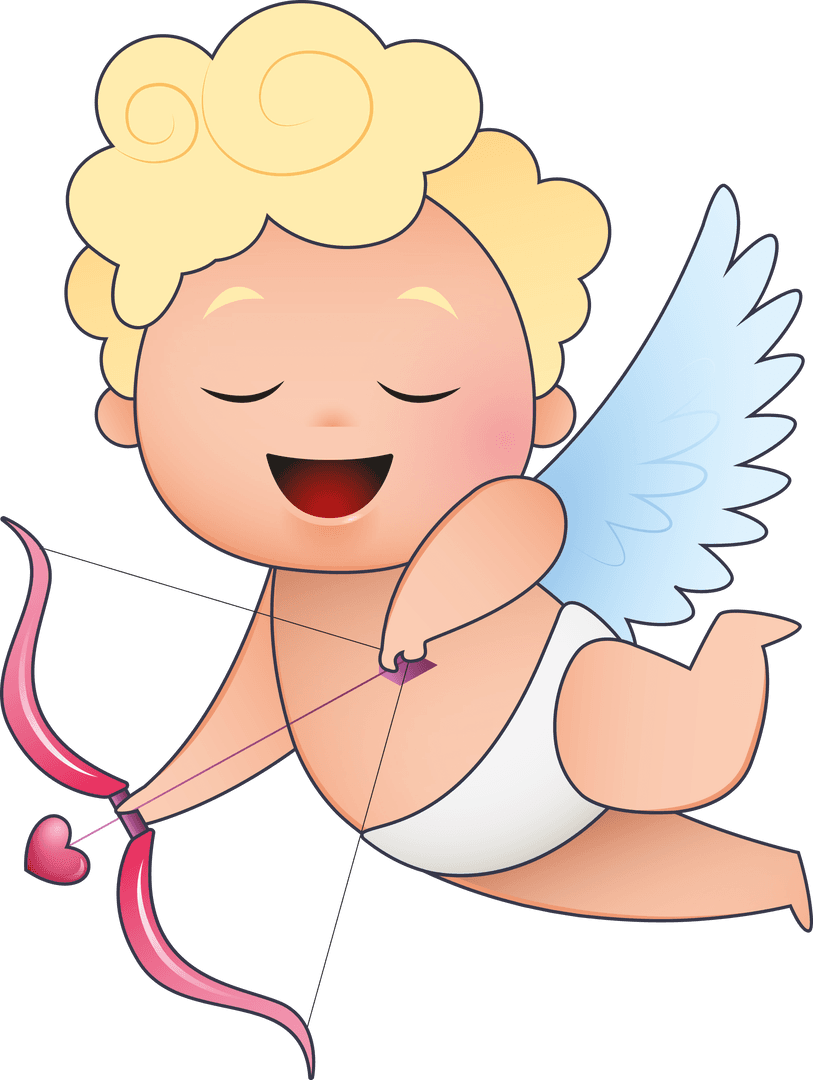 Cute Cupid Angel with Bow on Transparent Background