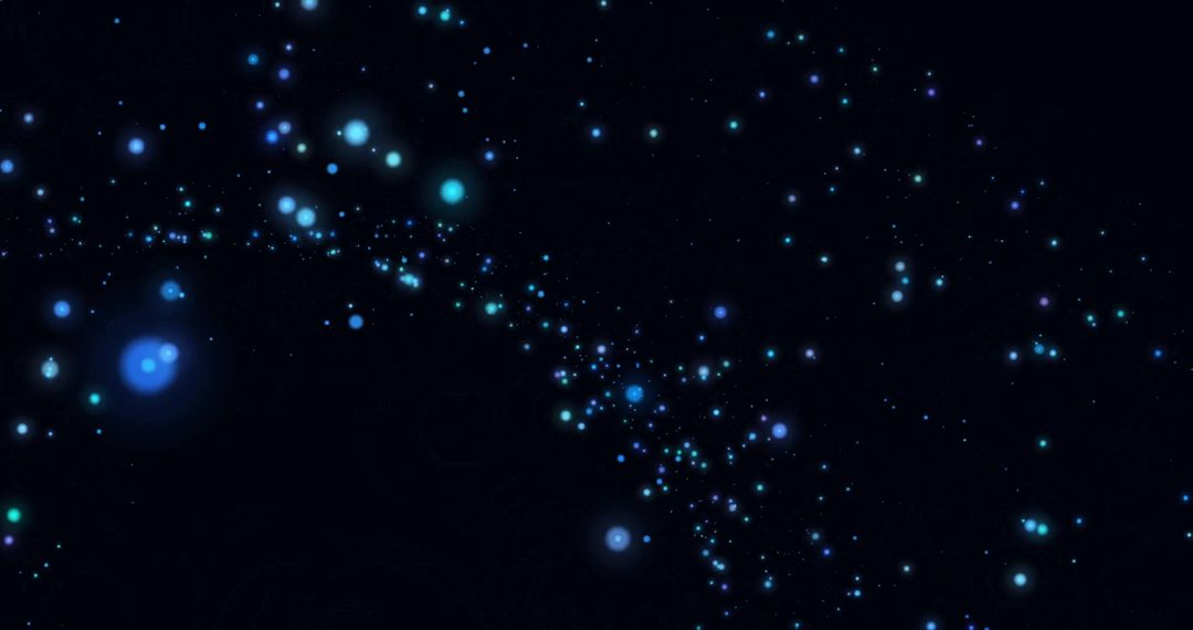 Glowing Blue Particles in Space Theme on Black Canvas