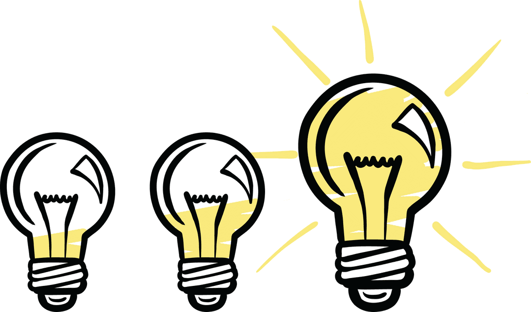 Transparent Light Bulb Sequence Illustrating Bright Idea Concept