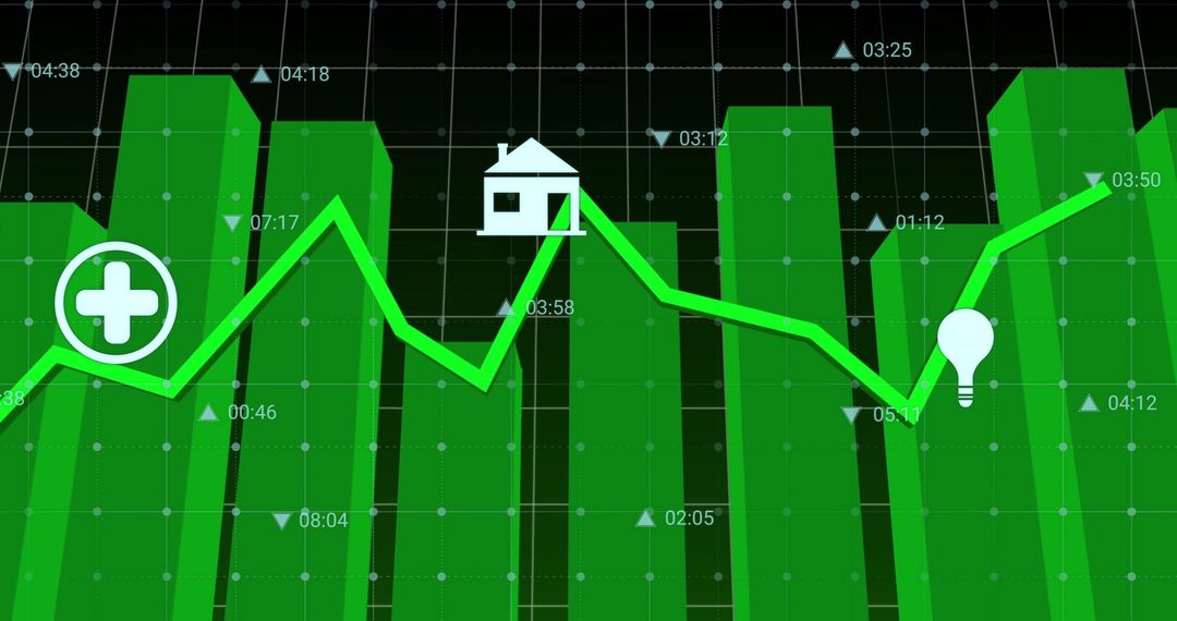 Futuristic Dashboard with 3D Bar Graph and Icons Represents Analytics