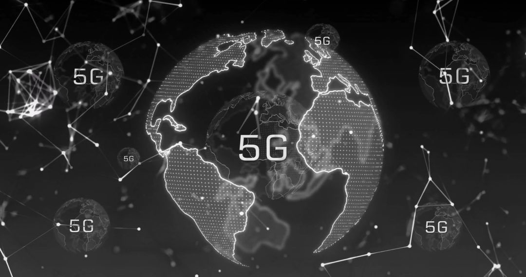 5G Global Network Technology on Abstract Black Background