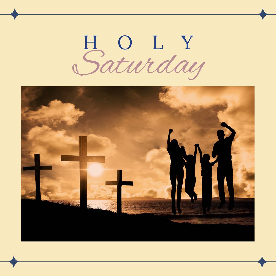 Silhouetted Family Celebrating on Holy Saturday at Sunset - Download Free Stock Templates Pikwizard.com